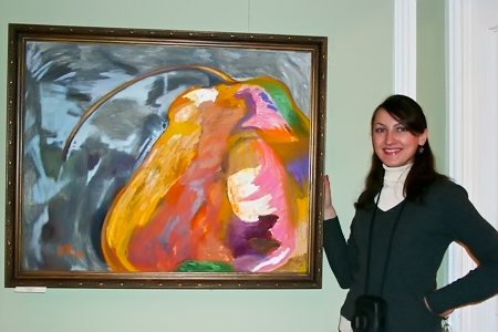 Молодая художница Ирина Жилина и её картина "Фрукт"